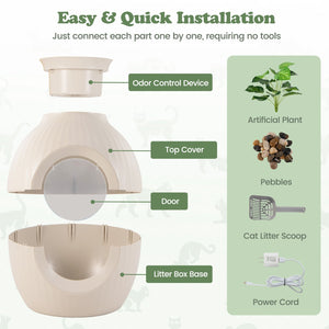 Smart Plant Cat Litter Box with Electronic Odor Removal & Sterilization-Beige view 7
