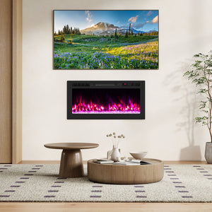 Smart WiFi Electric Fireplace Wall Mounted & Recessed 750W/1500W Heater-36 Inch view 2