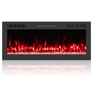 Smart WiFi Electric Fireplace Wall Mounted & Recessed 750W/1500W Heater-42 Inch