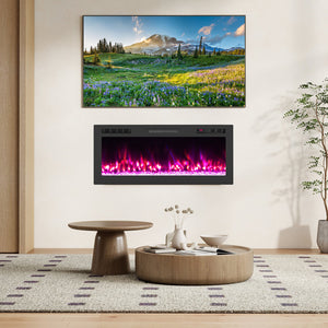 Smart WiFi Electric Fireplace Wall Mounted & Recessed 750W/1500W Heater-42 Inch view 3