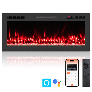 Smart WiFi Electric Fireplace Wall Mounted & Recessed 750W/1500W Heater-42 Inch view 4
