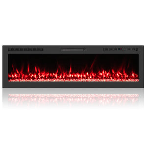 Smart WiFi Electric Fireplace Wall Mounted & Recessed 750W/1500W Heater-60 Inch