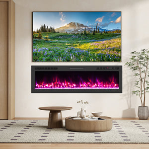 Smart WiFi Electric Fireplace Wall Mounted & Recessed 750W/1500W Heater-60 Inch view 3