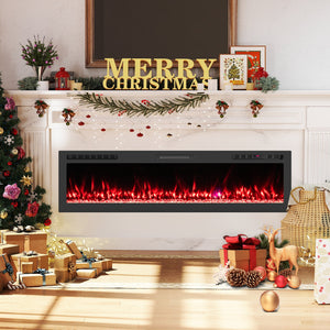 Smart WiFi Electric Fireplace Wall Mounted & Recessed 750W/1500W Heater-68 Inch view 2