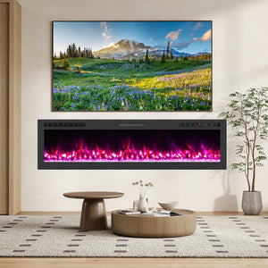 Smart WiFi Electric Fireplace Wall Mounted & Recessed 750W/1500W Heater-68 Inch view 3
