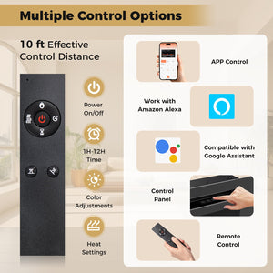 Smart WiFi Electric Fireplace Wall Mounted & Recessed 750W/1500W Heater-68 Inch view 9