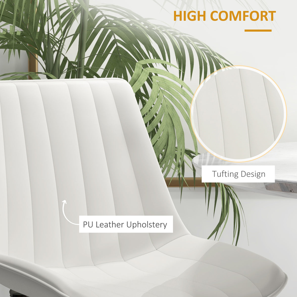 Dining Chairs Set of 2, Modern Kitchen Chair with PU Leather Upholstery and Steel Legs for Living Room – view 11