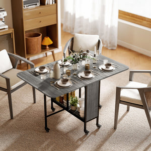 Folding Dining Table, Extendable Kitchen Table for Small Spaces with Storage Shelf and 6 Wheels – view 7