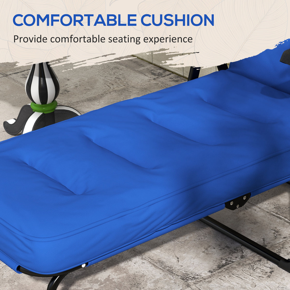 Outdoor Lounge Chair with Padded Cushion, Folding Reclining Patio Garden Chair with Recline Back, Footrest – view 5