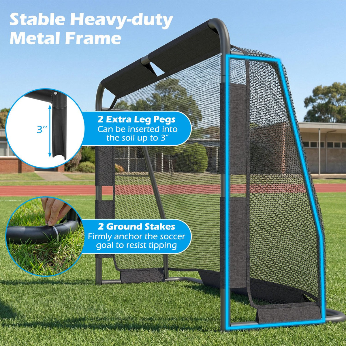 Soccer Goal Set for Backyard 6 ft x 4 ft Metal Frame Goal Post with Net and Anchoring System view 8
