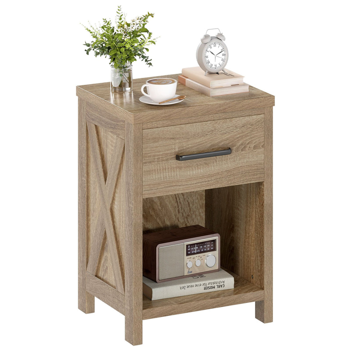 Nightstand with Drawer and Shelf-Natural view 4
