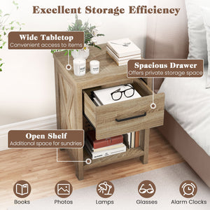 Nightstand with Drawer and Shelf-Natural view 8