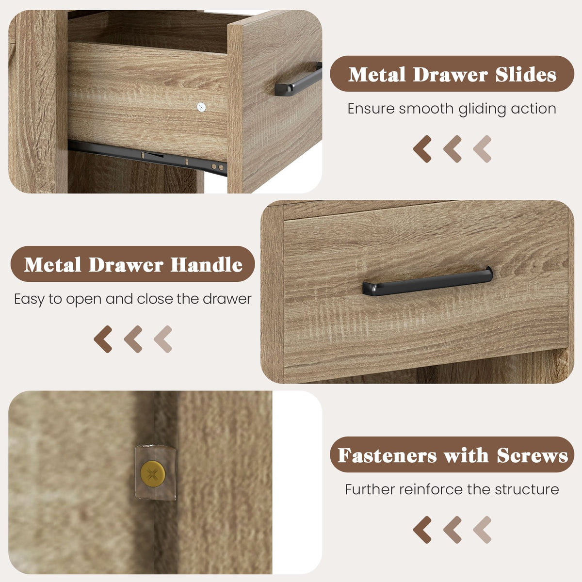 Nightstand with Drawer and Shelf-Natural view 9