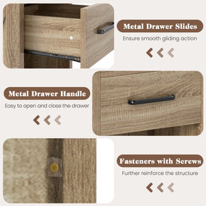 Nightstand with Drawer and Shelf-Natural view 9
