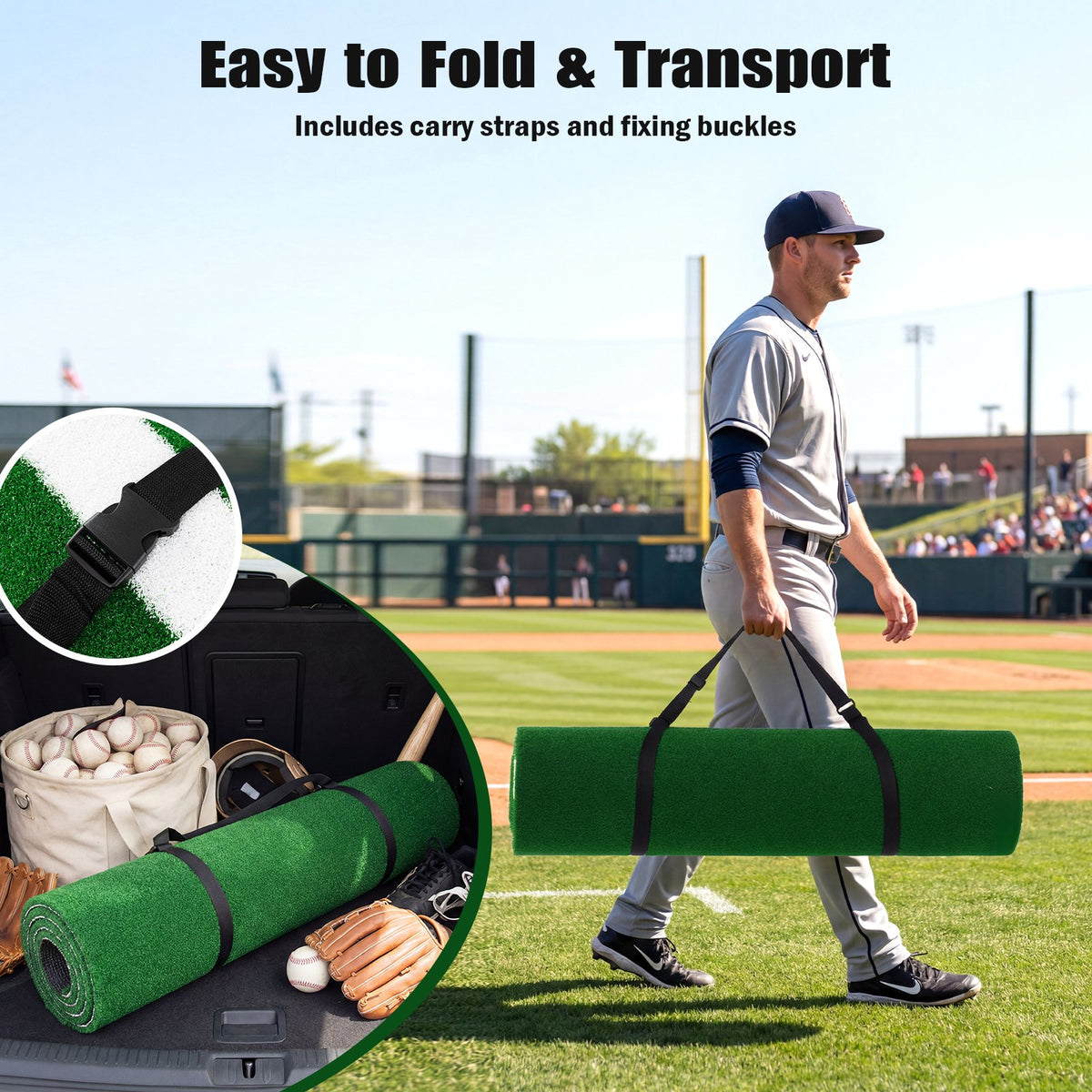 Softball Pitching Mat 10 x 3 Feet Softball Training Aid-Green view 9