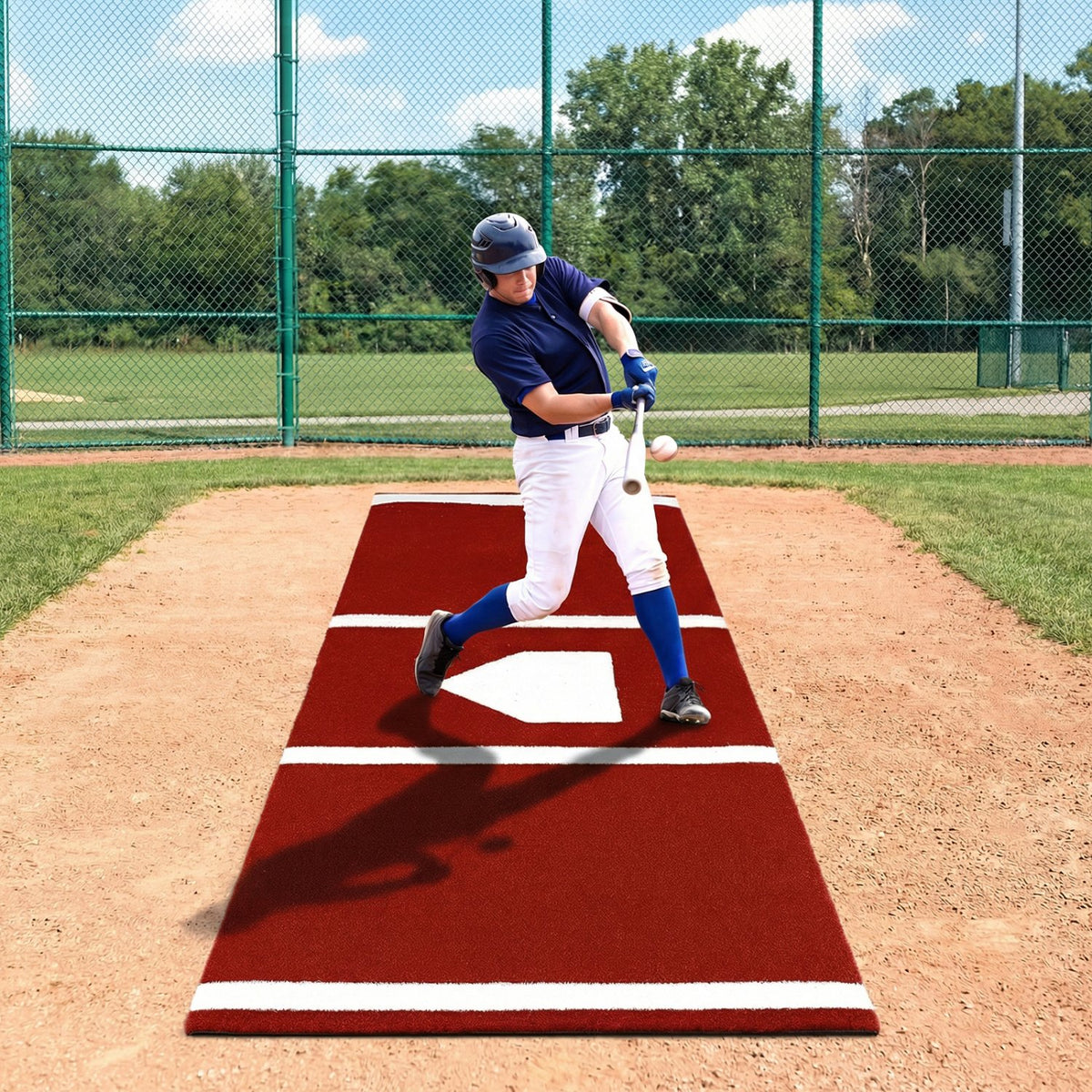 Softball Pitching Mat 10 x 3 Feet Softball Training Aid-Red view 2