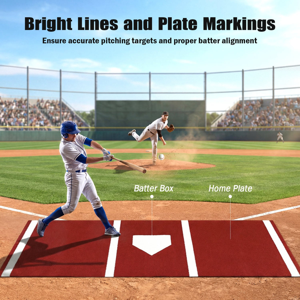 Softball Pitching Mat 10 x 3 Feet Softball Training Aid-Red view 6