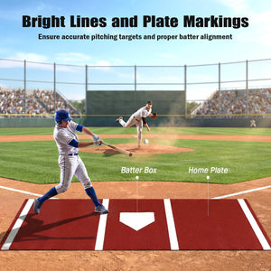 Softball Pitching Mat 10 x 3 Feet Softball Training Aid-Red view 6