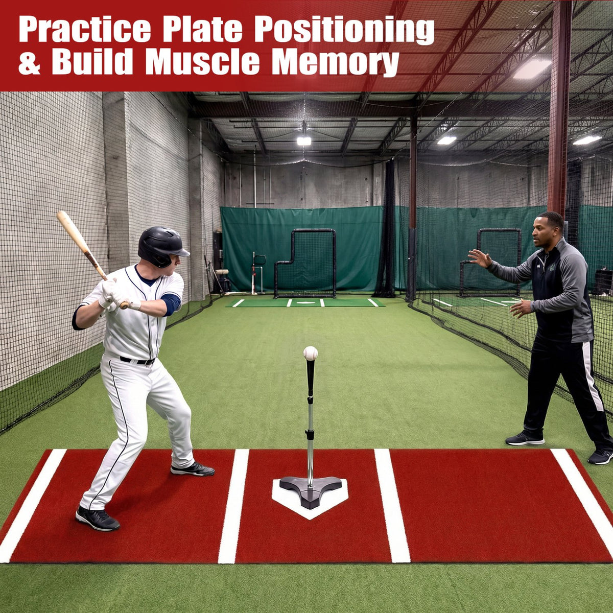 Softball Pitching Mat 10 x 3 Feet Softball Training Aid-Red view 7