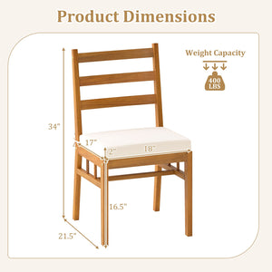Solid Acacia Wood Patio Chair Set of 2 Armless Chair-White view 4