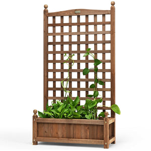 Solid Free Standing Wood Planter Box with Trellis for Garden view 8
