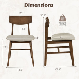 Solid Rubber Wood Dining Chairs Set of 4 with Curved Backrest-Walnut view 4