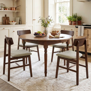 Solid Rubber Wood Dining Chairs Set of 4 with Curved Backrest-Walnut view 5