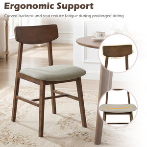Solid Rubber Wood Dining Chairs Set of 4 with Curved Backrest-Walnut view 7
