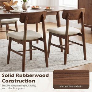 Solid Rubber Wood Dining Chairs Set of 4 with Curved Backrest-Walnut view 8