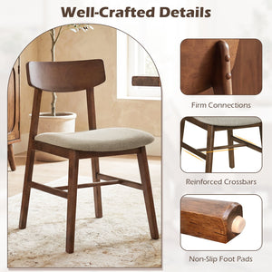 Solid Rubber Wood Dining Chairs Set of 4 with Curved Backrest-Walnut view 9