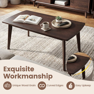 Solid Wood Modern Coffee Table with Tapered Legs-Walnut view 8