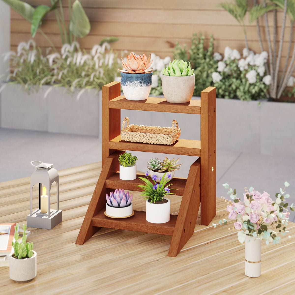 Solid Wood Plant Stand for Flowerpots and Succulents view 2