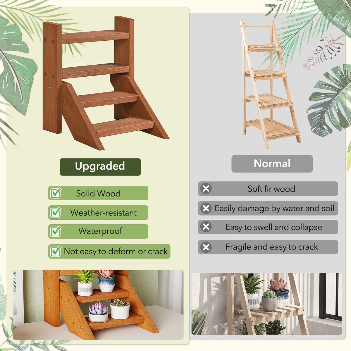 Solid Wood Plant Stand for Flowerpots and Succulents view 7