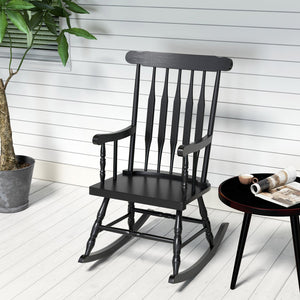 Outdoor Rocking Chair with Slatted Backrest-Black view 3
