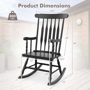 Outdoor Rocking Chair with Slatted Backrest-Black view 4