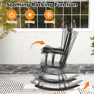 Outdoor Rocking Chair with Slatted Backrest-Black view 5
