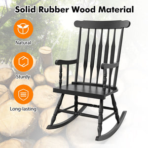 Outdoor Rocking Chair with Slatted Backrest-Black view 6