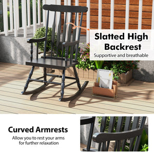 Outdoor Rocking Chair with Slatted Backrest-Black view 7