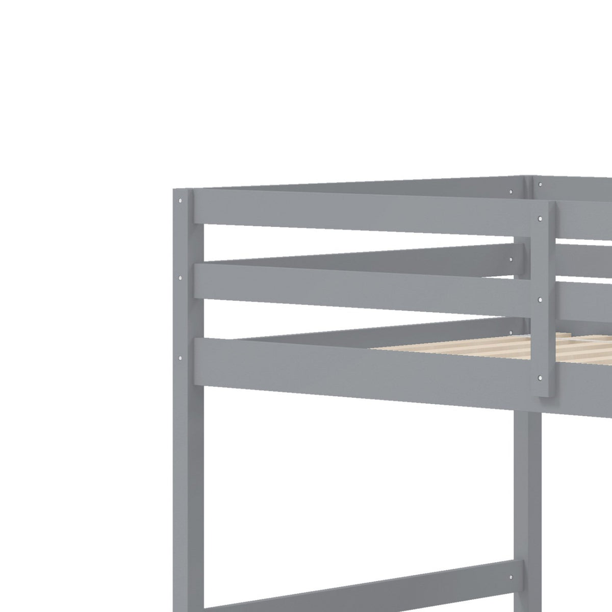 Solid Wood Twin Over Full Low Bunk Bed with Storage Stairs-Grey view 4