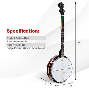 5-String Geared Tunable Banjo with case view 4