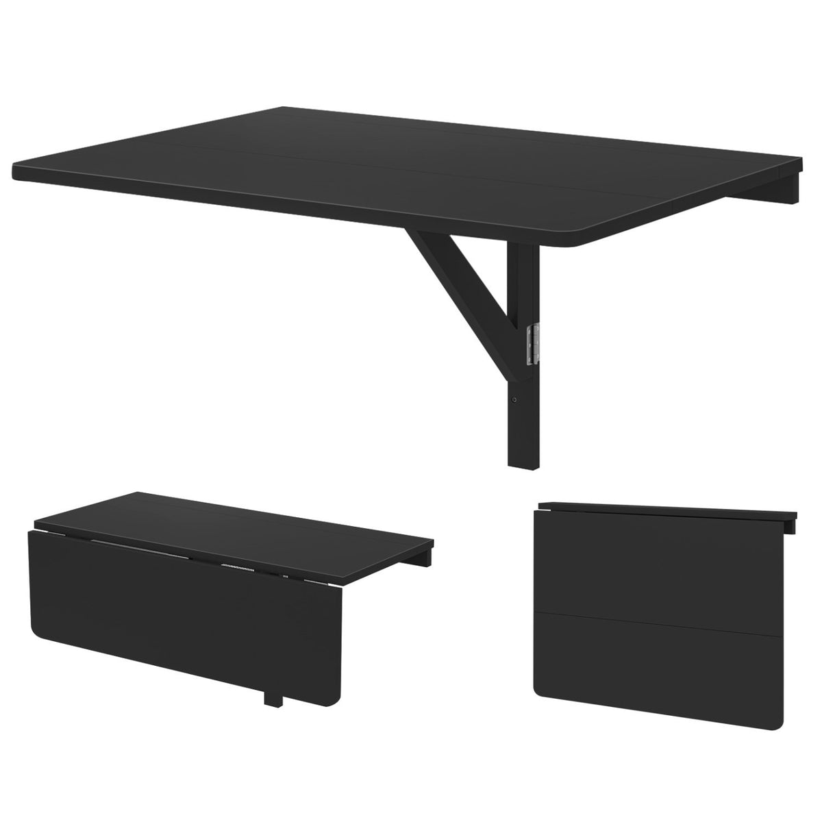 Space Saver Folding Wall-Mounted Drop-Leaf Table-Black