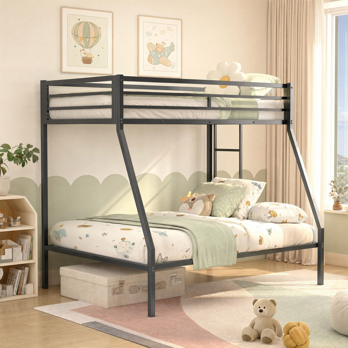 Space-saving Metal Slatted Bed Frame for Teens and Adults Noise-free No Box Spring Needed-Black view 6