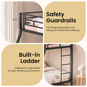Space-saving Metal Slatted Bed Frame for Teens and Adults Noise-free No Box Spring Needed-Black view 7