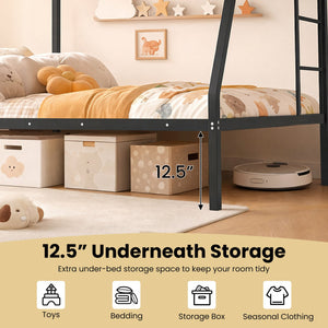 Space-saving Metal Slatted Bed Frame for Teens and Adults Noise-free No Box Spring Needed-Black view 8