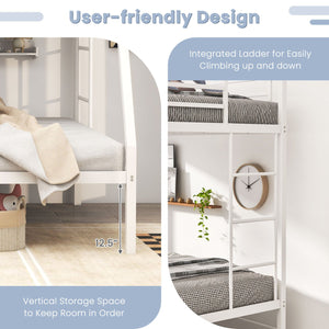 Space-saving Metal Slatted Bed Frame for Teens and Adults Noise-free No Box Spring Needed-White view 8