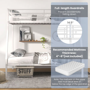 Space-saving Metal Slatted Bed Frame for Teens and Adults Noise-free No Box Spring Needed-White view 9