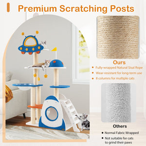 Space Theme Cat Tree Multi-level Cat Tower with Sisal Covered Scratching Posts-Multicolor view 9