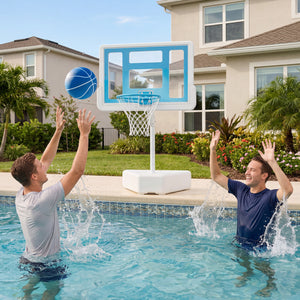Splash & Shoot Pool Basketball Hoop with Adjustable Height & 2 Balls and Pump-Blue view 3