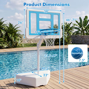 Splash & Shoot Pool Basketball Hoop with Adjustable Height & 2 Balls and Pump-Blue view 4