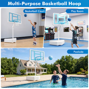 Splash & Shoot Pool Basketball Hoop with Adjustable Height & 2 Balls and Pump-Blue view 5